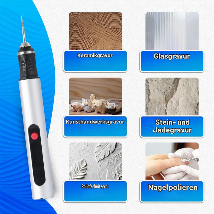 Elektrisches Graviergerät für Glas &amp; Holz, Glasgravur Set zum Gläser Gravieren, Mini Fräser Gravurse
