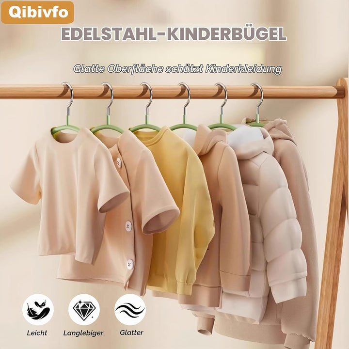 20er Set Kinderkleiderbügel 29cm – Edelstahl, rostfrei, wasserfest &amp; rutschfest, speziell für Kinder