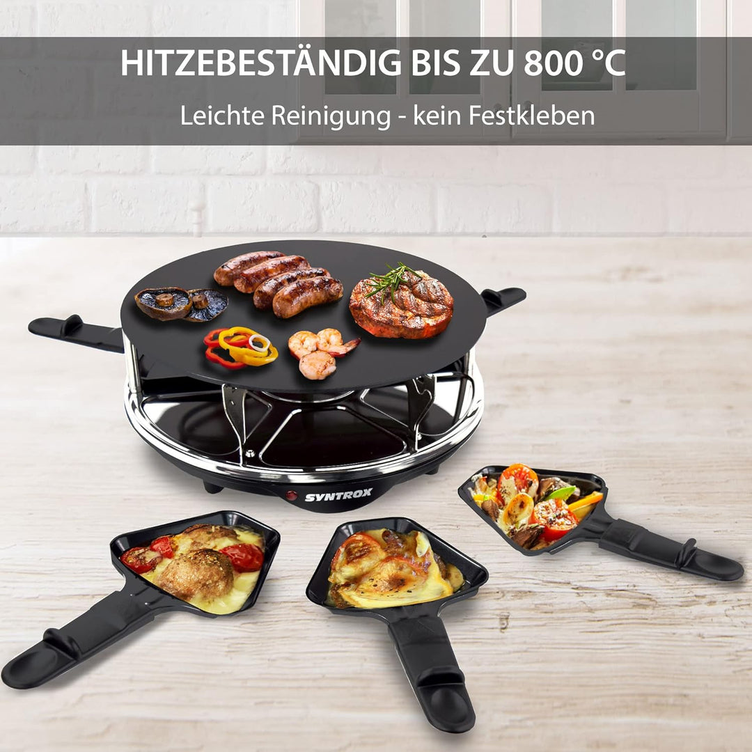 Syntrox Germany Raclette mit Glas-Keramik Grillplatte Design Glas für 6 Personen Grill RAC-900W-Lill