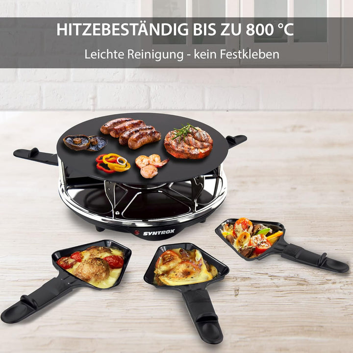 Syntrox Germany Raclette mit Glas-Keramik Grillplatte Design Glas für 6 Personen Grill RAC-900W-Lill