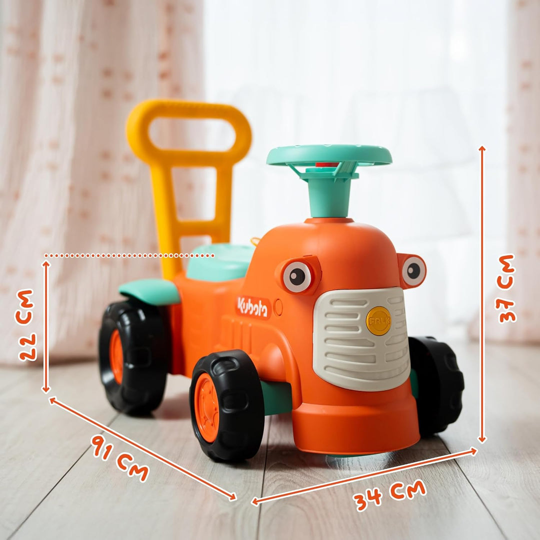 FALK - Rutschauto Vintage Traktor Kubota mit ergonomischer Stange zur Gehhilfe – ab 12 Monaten – 90%