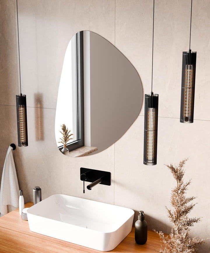BD ART LED-Badezimmerspiegel 60x90 cm, Organische Form mit Beleuchtung, IP44, Wandspiegel für Feucht