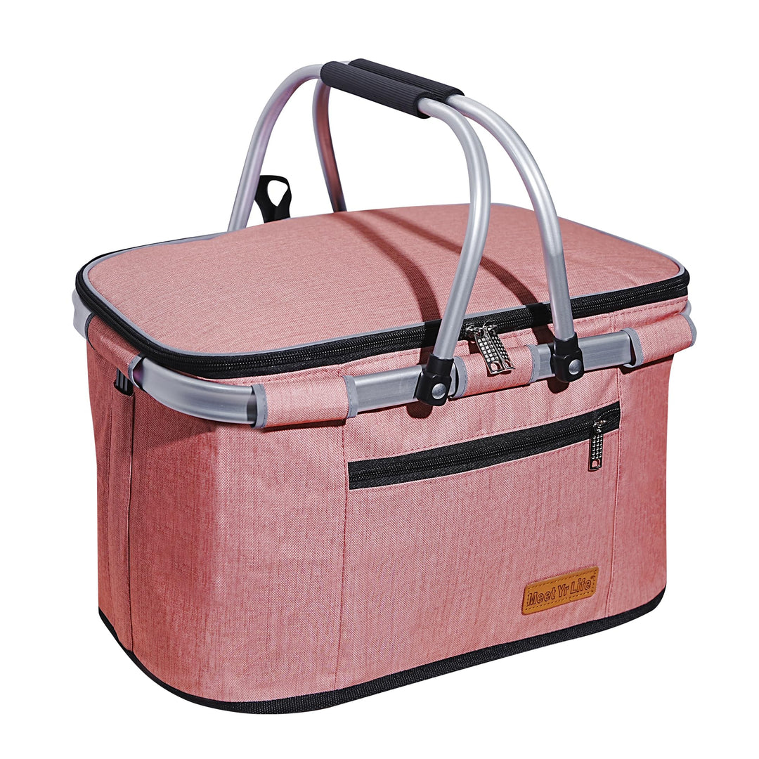 ABIUBIU 34L Kühltasche Einkaufskorb Picknickkorb Grosse isolierte Kühlkorb Lunchtasche Thermo Tasche