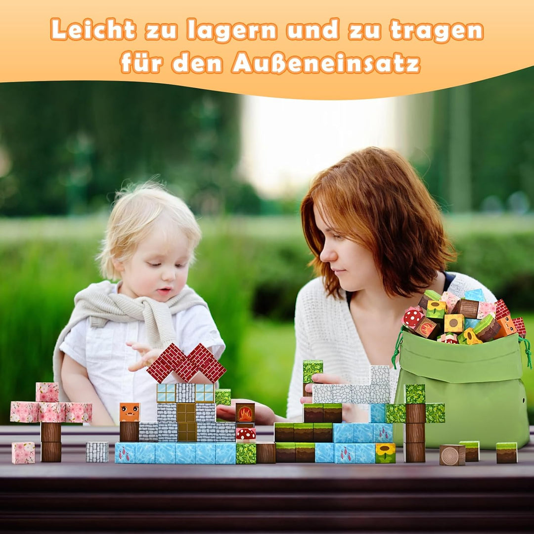 PINKCAT Magnetic Blocks Magnetische Bausteine, Magnete Bausteine Spielset, Magnetischer Spielzeugbau