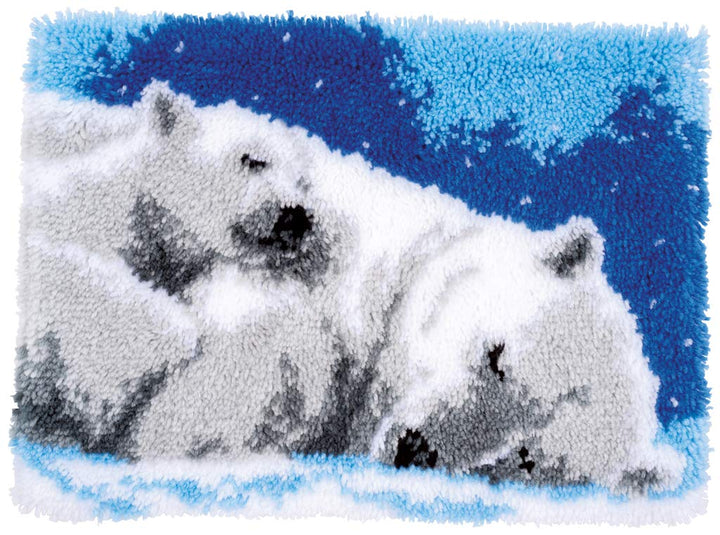 Vervaco PN-0170803 Eisbären Knüpfpackung Teppich, Baumwolle, mehrfarbig, ca. 53 x 39 cm / 21,2" x 15