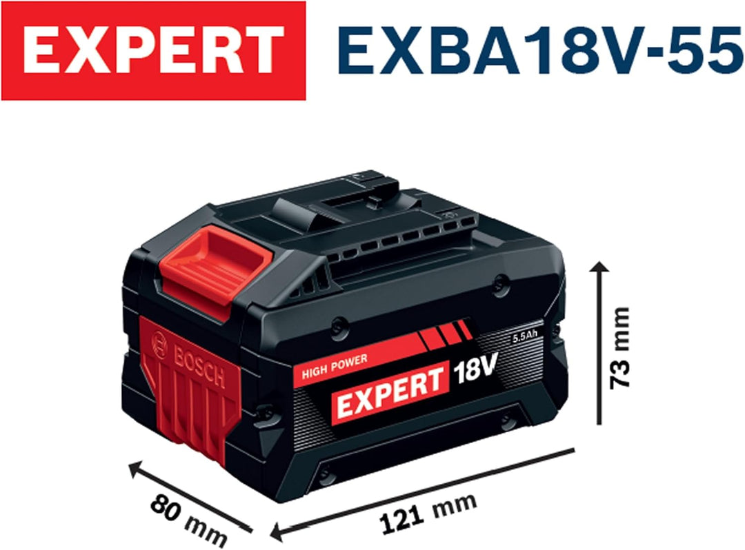 Bosch EXPERT 18V System Hochleistungs-Starter-Set: 2x EXBA18V-55 + 1x Schnellladegerät GAL 12V/18V-1
