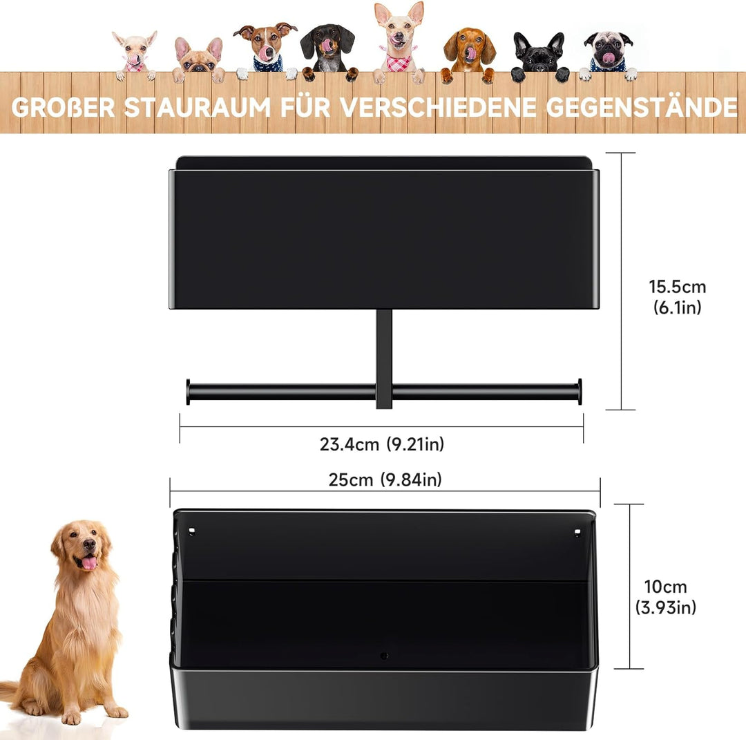 YYBO Hundegarderobe mit ablage, Hundeleinen Halterung Wand, Hunde Garderobe für Hundezubehör Hundele