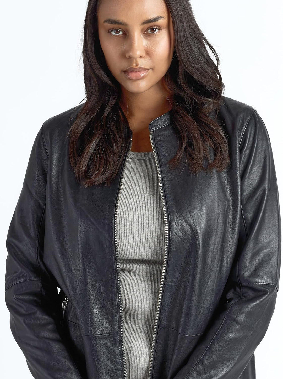 MAZE Damen Ledermantel 42023104 42 Schwarz, 42 Schwarz
