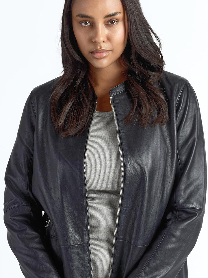 MAZE Damen Ledermantel 42023104 42 Schwarz, 42 Schwarz
