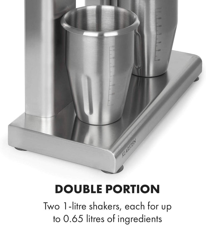 Klarstein Kraftpaket II Pro Doppel Drink Mixer, 160 Watt, 2 x 1 L, 2 Stufen, 20000 U/min, 2 Mixbeche