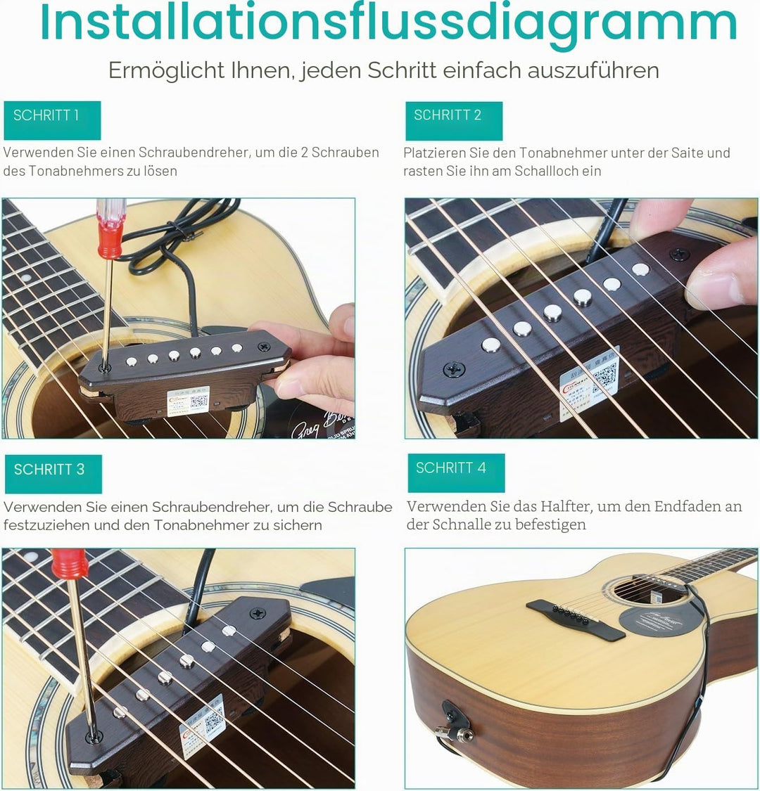 Tonabnehmer für Akustikgitarre, passiver Megnetischer Schallloch-Tonabnehmer mit Humbucker, Lautstär