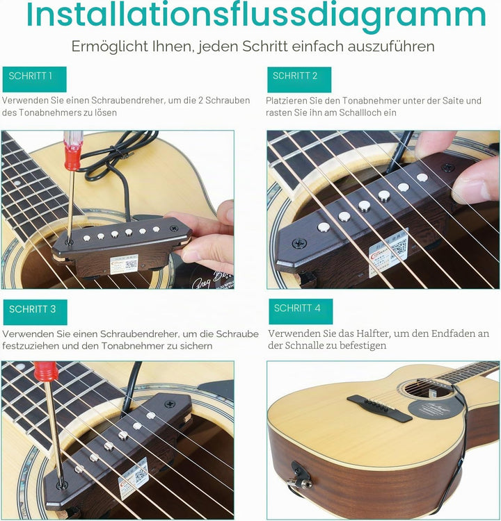 Tonabnehmer für Akustikgitarre, passiver Megnetischer Schallloch-Tonabnehmer mit Humbucker, Lautstär