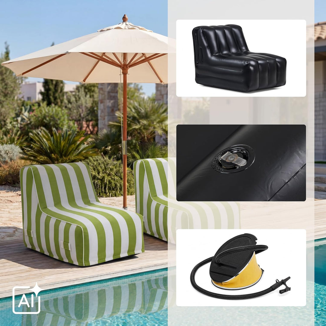 Aufblasbarer Sessel mit Fusspumpe, Luftsofa für Garten, Balkon &amp; Terrasse | Wasserfestes Outdoor Sof