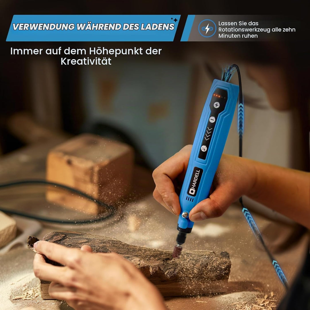 HARDELL Mini Akku Rotationswerkzeug mit LED, 5 Geschwindigkeiten (5000-18000 U/min), 3,7V Multifunkt