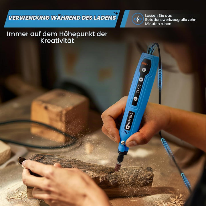 HARDELL Mini Akku Rotationswerkzeug mit LED, 5 Geschwindigkeiten (5000-18000 U/min), 3,7V Multifunkt