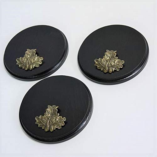 3 Stück Keilerschild Keilerbrett Gewaffbrett Trophäenschild rund dunkel AF 15 cm mit 3 x Eichenlaub