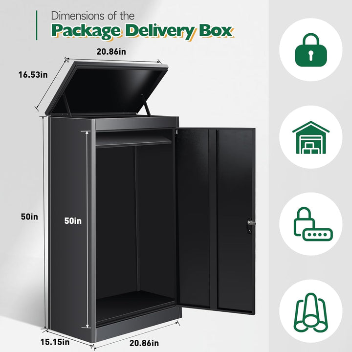 Briefkasten Paketbox für Aussen, Paketbriefkasten mit Zahlenschloss, Automobilstahl Pulverbeschichte