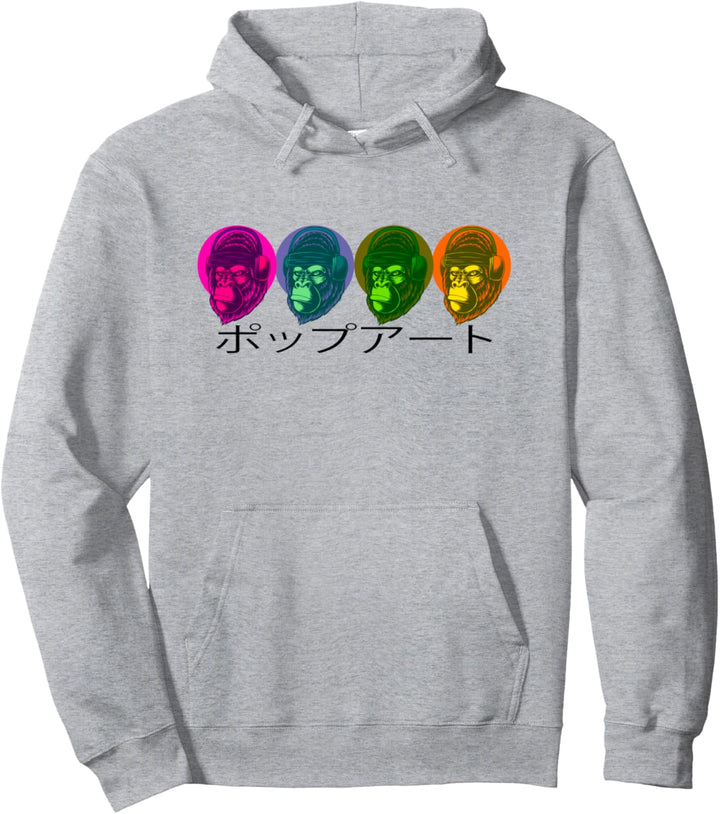 Pop Art Gorilla mit Kopfhörern Pullover Hoodie