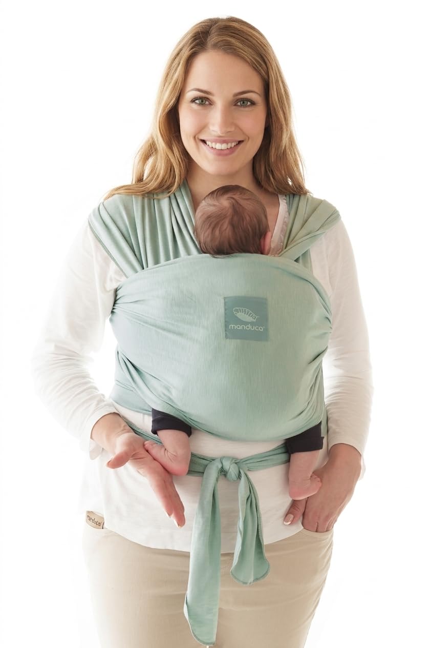 manduca Sling – elastisches Babytragetuch für Neugeborene ab 3,5 kg und Babys bis 15 kg – stabiles T