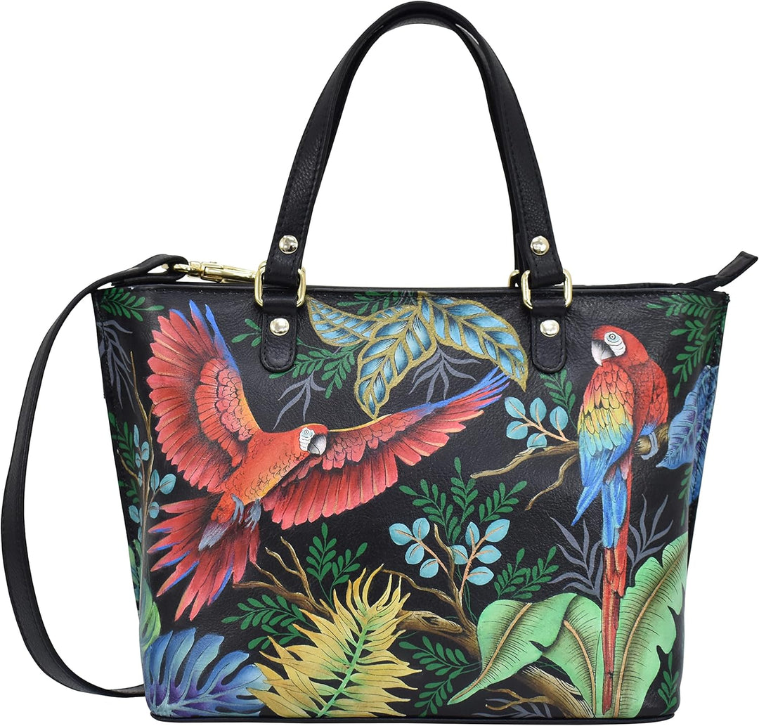 Anuschka Women's Echtleder Medium Tote - Handbemalte Handwerkskunst Rainforest Beauties, Rainforest