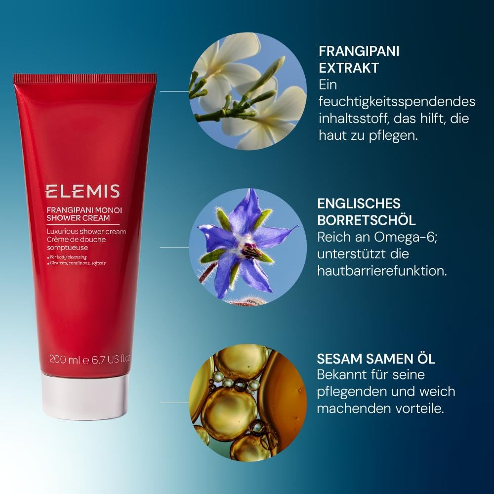 Elemis Frangipani-Monoi-Duschcreme, luxuriöse Duschcreme, 1er Pack (1 x 200 ml)