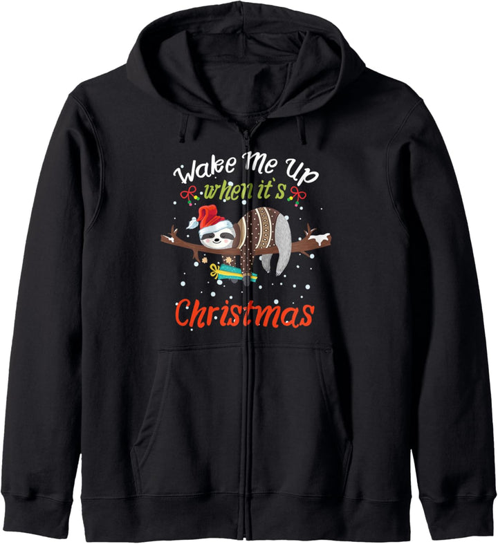 Weck mich auf wenn es Weihnachten ist Süsses Faultier Sloth Kapuzenjacke
