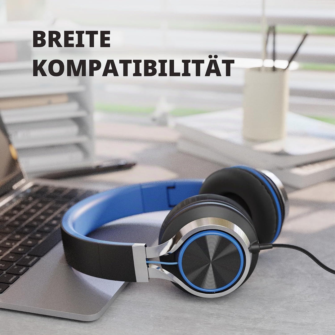 AILIHEN C8 Kopfhörer mit Kabel Mikrofon und Lautstärkeregler Faltbar 3,5mm Headsets On-Ear für Smart