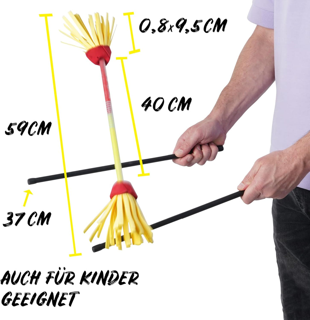 Diabolo Freizeitsport Flowerstick Pro Short (gelb-rot) - kurzer Flowerstick aus Fiberglas inkl. 2 Ha