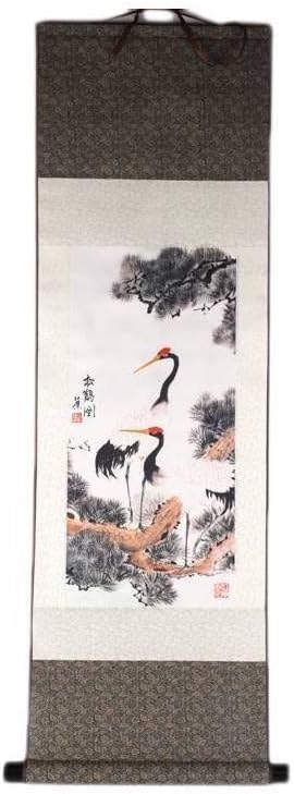Lachineuse Asiatische Kakemono Krane weiss, Krane weiss