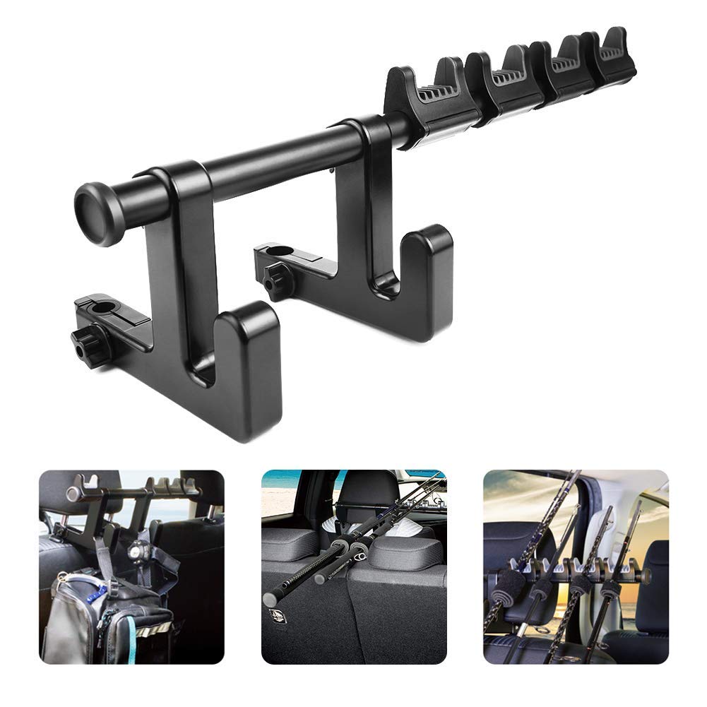LITTLEMOLE Little Mole Multifunktionale Auto-Angelrutenhalter, Kopfstützen-Haken für Wagen, Light-Va