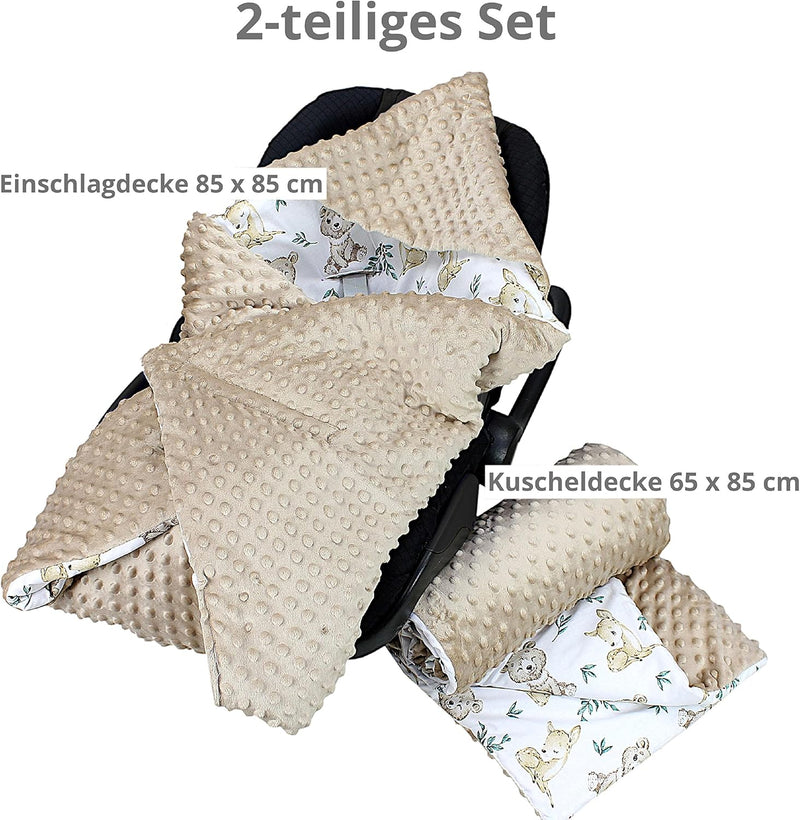 TupTam 2er Set Baby Decken Einschlagdecke 85x85 cm für Autositz Babyschale Babydecke Wiegendecke Min