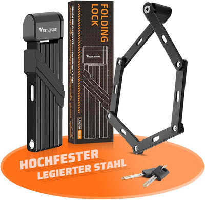 Faltschloss mit Halterung - fahrradschloss hohe sicherheit mit 80cm lang inkl 2 Schlüssel - Fahrrad