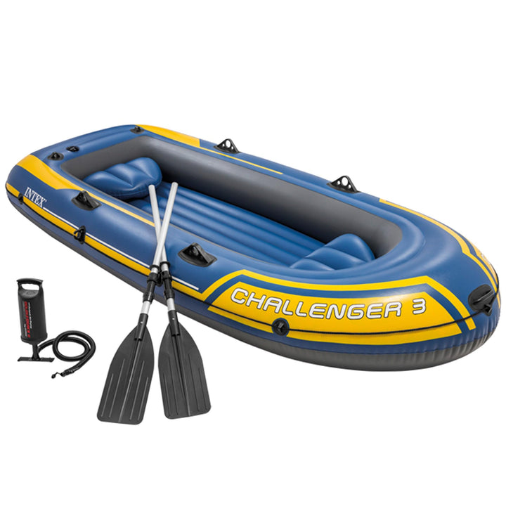 Intex Challenger 3 Set Schlauchboot - 295 x 137 x 43 cm - 3-teilig - Blau / Gelb Single, Single