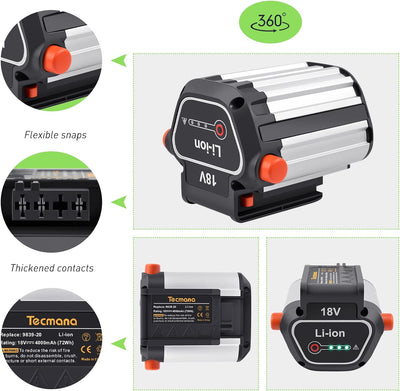 Tecmana 18V 4.0Ah Ersatzakku für Gardena BLi-18 (9840-20, 9839-20)