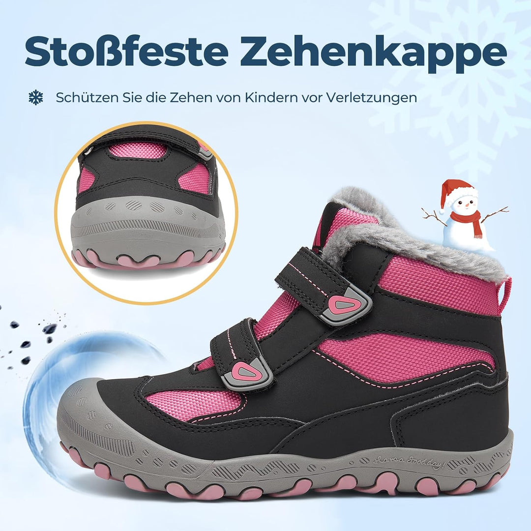 Mishansha Kinder Outdoor Winterschuhe Warm Gefüttert Winterstiefel, Gr.24-38 27 EU Magenta Lila, 27