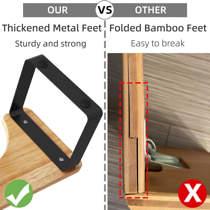 OHMG Bambus+Metall mit Holz-Toilettenhocker, 18CM Badezimmer-Kothocker für Erwachsene, Anti-Rutsch-H