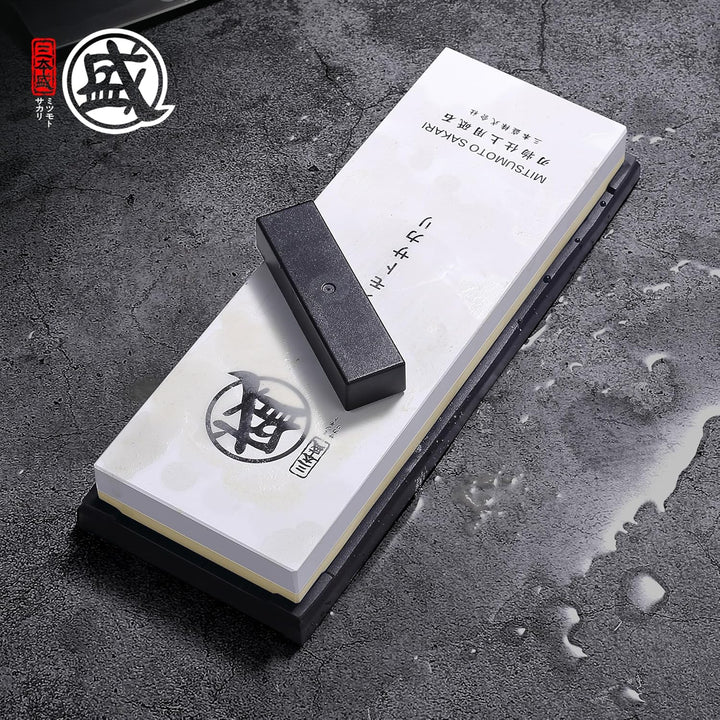 MITSUMOTO SAKARI Japan Schärfstein, 1000/3000 Grit, Professioneller Küchenschärfstein mit rutschfest
