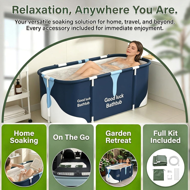 Faltbare Badewanne 140cm Tragbare Freistehende Wanne mit Wärmeisolierung und Abfluss, Tragbare SPA B