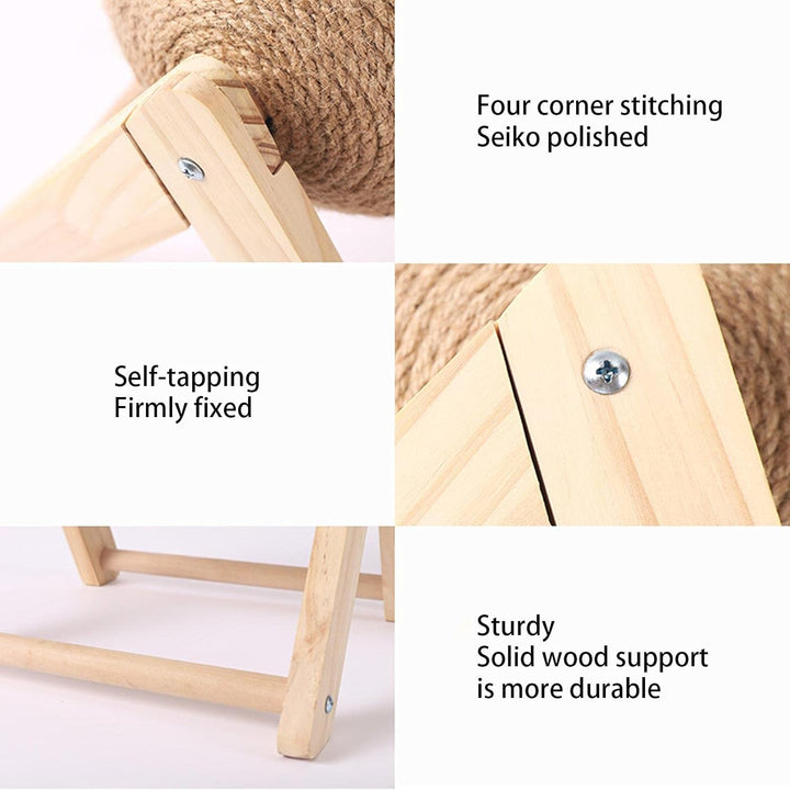 Cat Ball Toys Kitten Cat Sisal Scratcher Ball, Stabile Holzbasis Und Sisalseil Rolling Ball Spielzeu