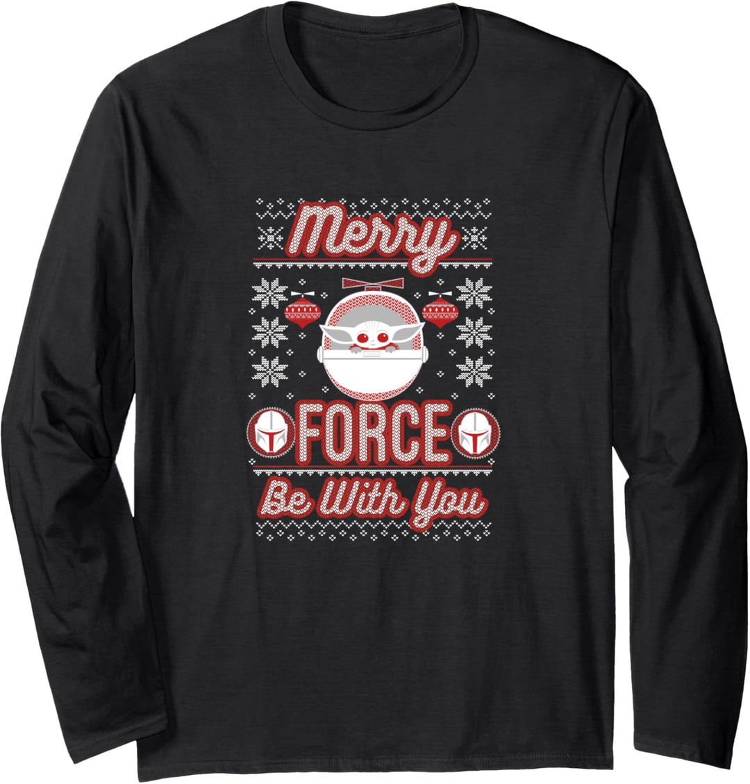 Star Wars The Mandalorian Christmas Merry Force Be With You Langarmshirt