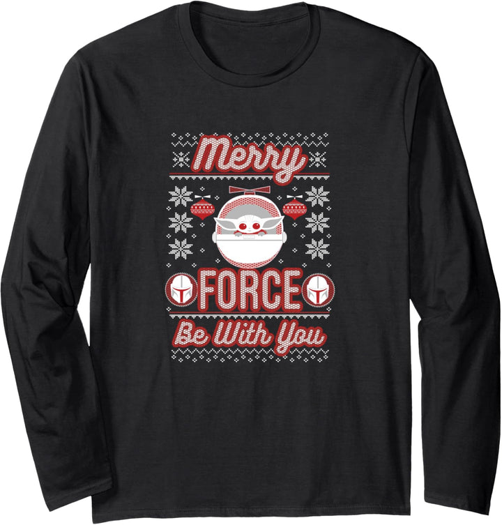Star Wars The Mandalorian Christmas Merry Force Be With You Langarmshirt