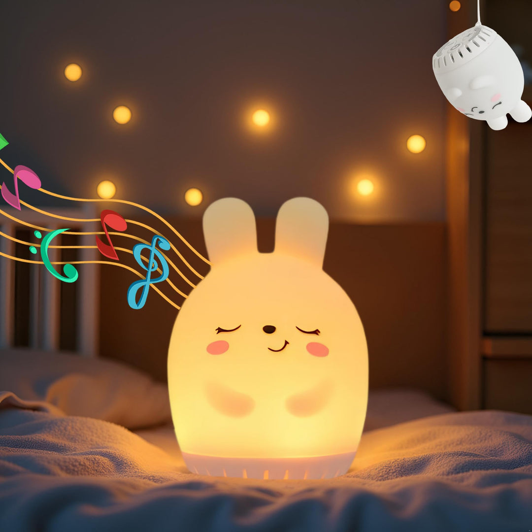 Weiches Silikon-Nachtlicht für Kinder – LED-Lampe mit weissem Rauschen und entspannenden Geräuschen