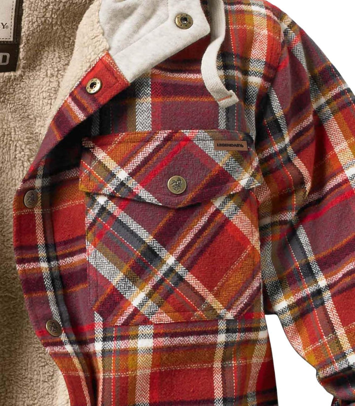 Legendary Whitetails Herren Camp Night Berber Lined Hooded Flannel Langärmlig, Cardinal Arrowood Pla
