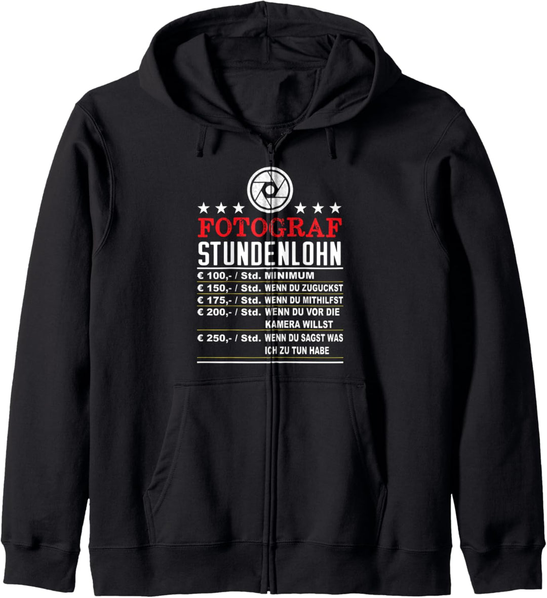 Fotograf Stundenlohn Stundensatz Fotografen Kapuzenjacke