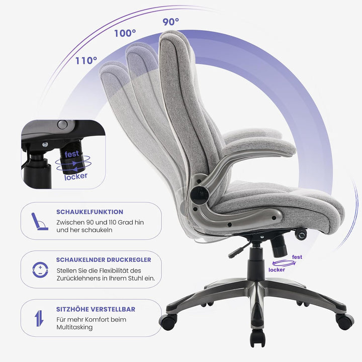 COLAMY Bürostuhl Ergonomisch, Chefsessel mit Hoher Rückenlehne, Ergonomischer 360° Drehstuhl für Bür