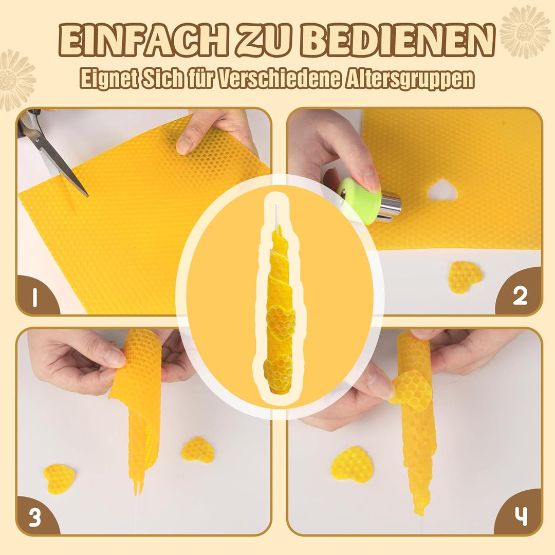 YOOHBERRYS Bienenwachsplatten für Kerzen, 24PCS Gelbe Bienenwachsplatten, Wachsplatten für Kerzen mi