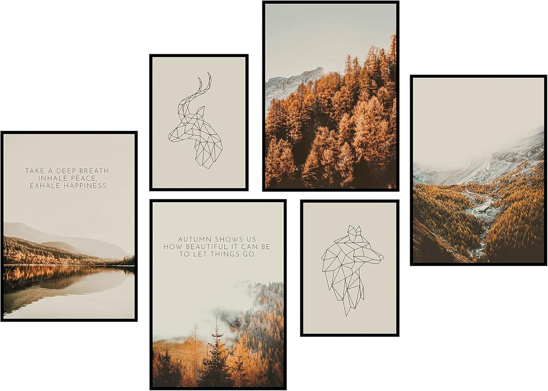 CreativeRobin » Herbst « Premium Poster Set als Wohnzimmer Deko | 4x A3 + 2x A4 Wandbilder Collage 4