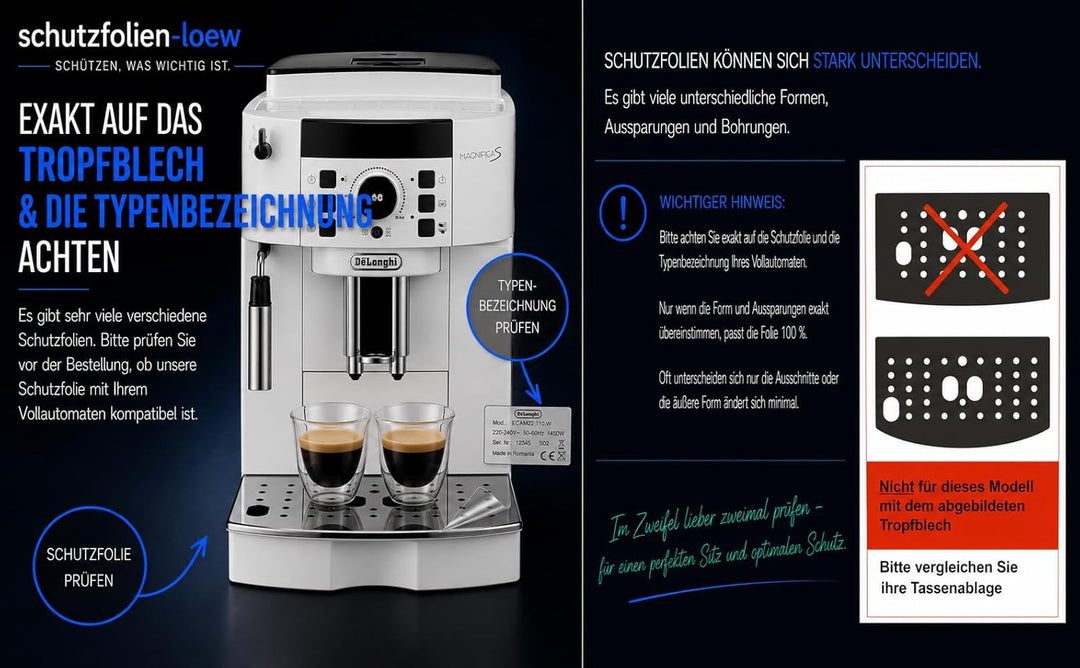 5 x Schutzfolie für Tropfblech DeLonghi Magnifica ECAM 20.116-20.116 - 21.116-21.117 - 21.118-22.105
