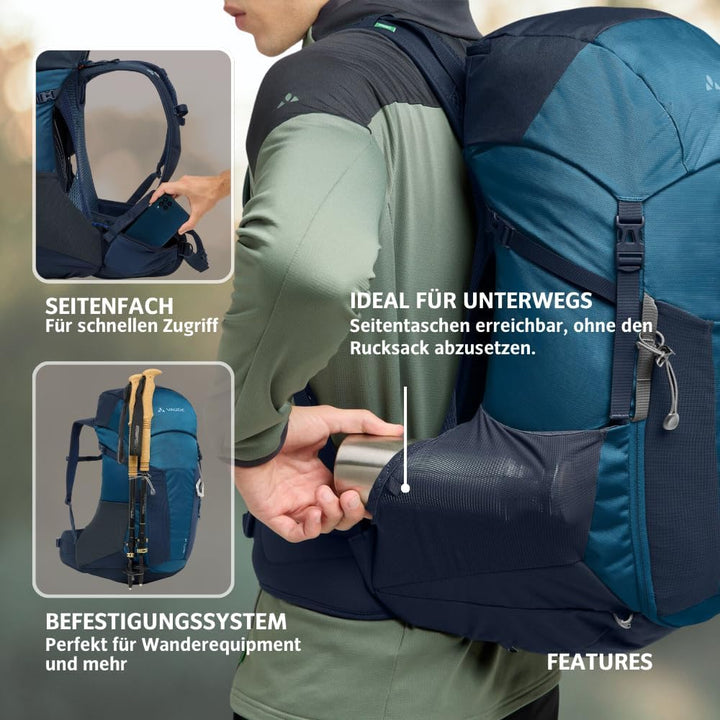 VAUDE Brenta 30 Wanderrucksack 30L mit ergonomischem Tragesystem, atmungsaktiver Rückwand, Trinksyst