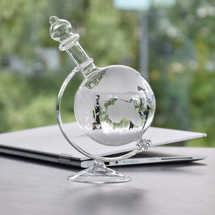 MikaMax - Storm Glass Globe - Wettervorhersage Globus - Wetterglas - Barometer - 19 x 15 x 10 cm - O